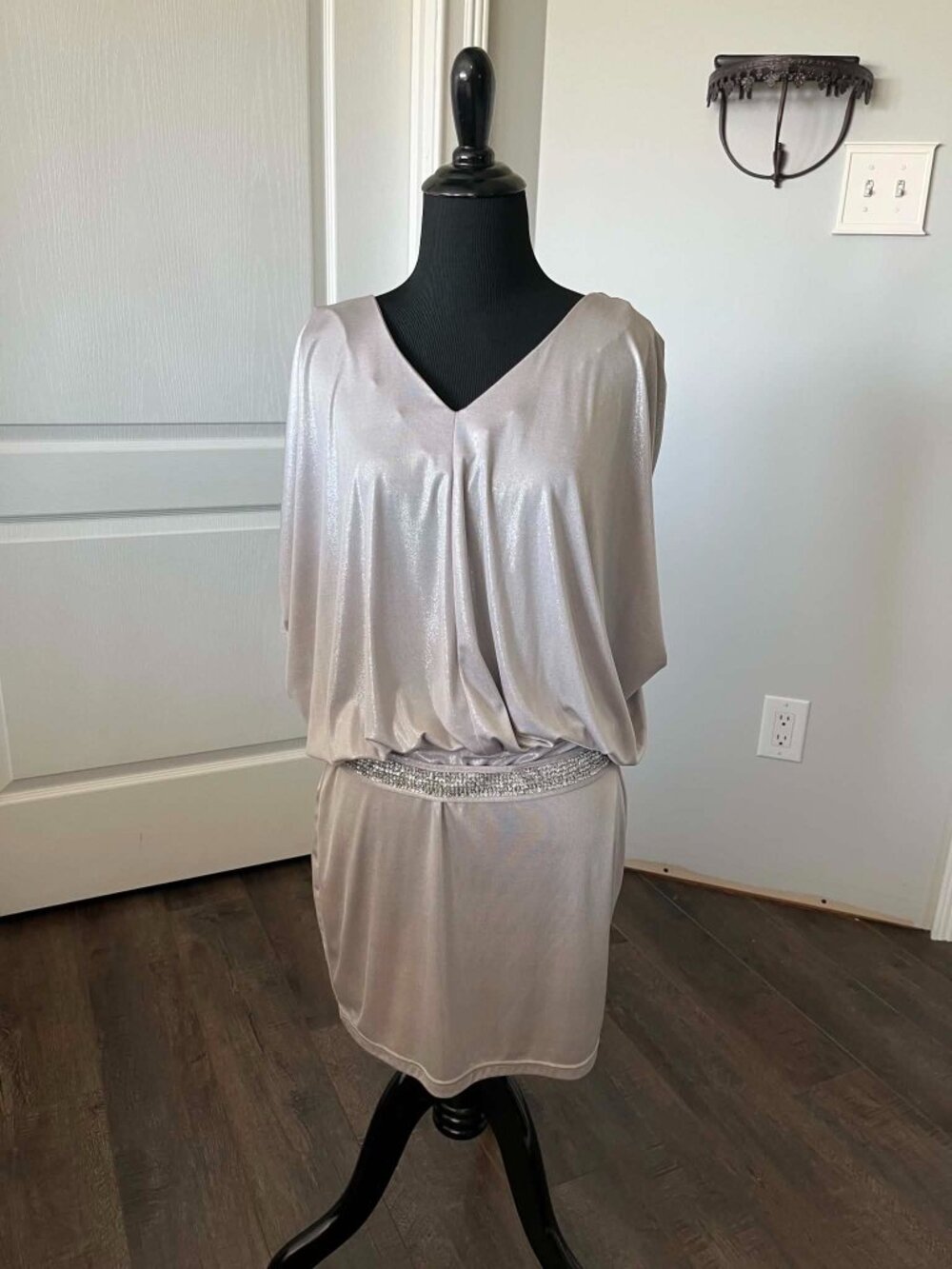 Baby Phat Sparkly Glitter Cocktail Dress size Small Silver
